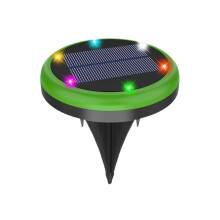 (6led Green) Lampe de jardin pour allée et cour, lampadaire solaire rond pour éclairage extérieur automatique