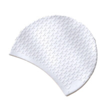 (White) Grand bonnet de bain imperméable en silicone antidérapant avec protection des oreilles, cadeau d'anniversaire portable
