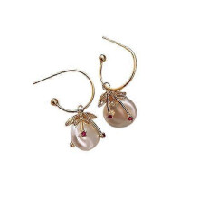 (Pure Gold) Trendige, geometrische Stern- und Mond-Ohrhänger für Damen, Perlen, Zirkonia, Metall, Partyschmuck