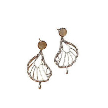 (Rhodium Plated) Boucles d'oreilles pendantes géométriques tendance en forme d'étoile et de lune, perles et zircon, bijoux de soirée pour femmes
