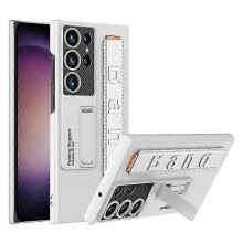 (Silver) Samsung Galaxy S24 Ultra armbandsdesign mobilskal ultratunt PU-läder + PC-skal