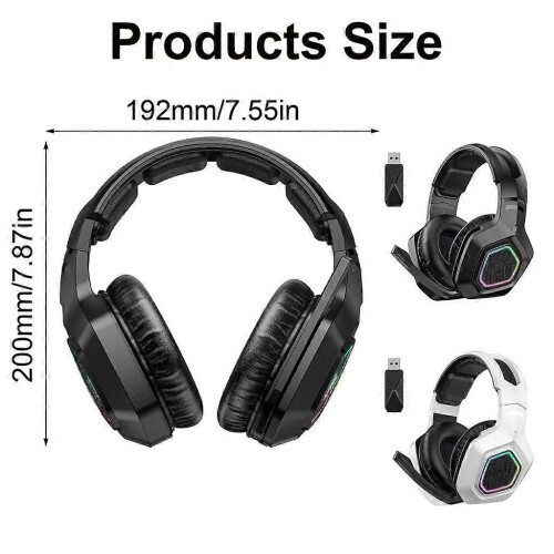 (Black) Casque de jeu circum-aural à réduction de bruit avec microphone et éclairage LED 2