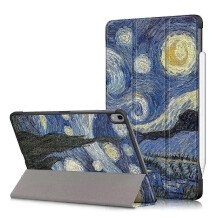 (Multicolor, Van Gogh Starry Night) Pattern Print PU Leather Tri-Fold Stand Magnetic Cover iPad Air 11 2025 2024 Air 2020 A