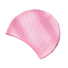 (Pink) Grand bonnet de bain imperméable en silicone antidérapant avec protection des oreilles, cadeau d'anniversaire portable