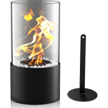 (black) Cheminée portable à bioéthanol, chambre de combustion longue durée, pour intérieur et extérieur, balcon ou terrasse.