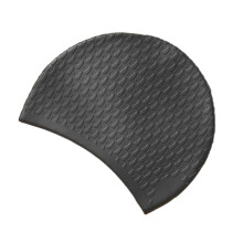 (Black) Grand bonnet de bain imperméable en silicone antidérapant avec protection des oreilles, cadeau d'anniversaire portable