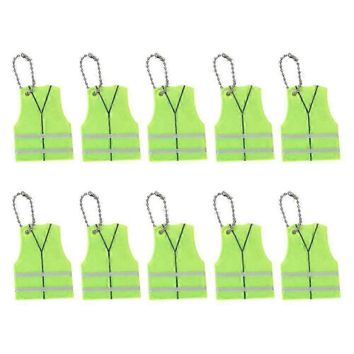 (Green, 1set) 10 Piece Reflective Keychain Safety Set Backpack Accessories Reflector A1Z8