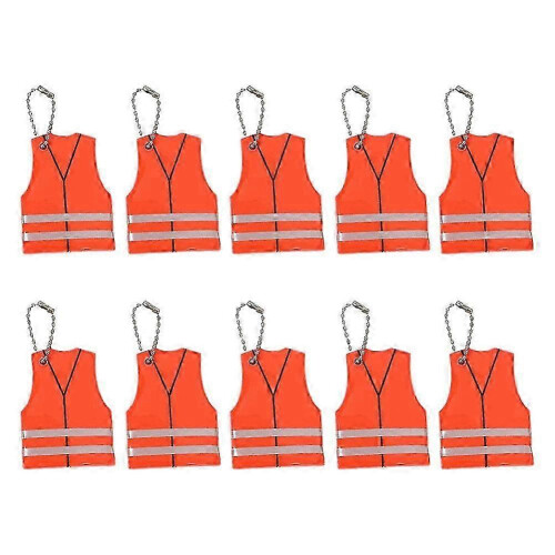 (Red, 1set) 10 Piece Reflective Keychain Safety Set Backpack Accessories Reflector A1Z8