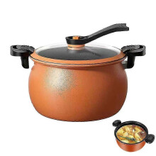 (Orange) Easy to Clean Multifunctional Hotpot Wok Pan Soup Pot for Family Gathering
