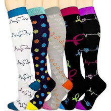 (S-M) 5 Pairs Compression Knee High Support Socks