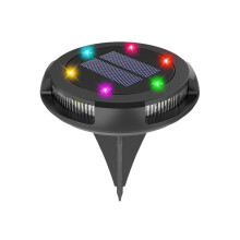 (10led Color) Lampe de jardin pour allée et cour, lampadaire solaire rond pour éclairage extérieur automatique