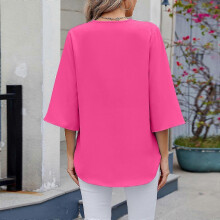 (White, M) Robe femme tendance en dentelle, col V, manches 3/4, color block, imprimé floral, blanche, taille XL, SYCHTV