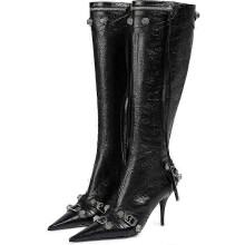 (Black, EUR38) Bottes pour femmes à talons aiguilles style punk avec fermeture éclair et rivets