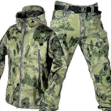 (ruins, XL) Men's Camo Shark Skin Soft Shell Jacket & Waterproof Pants Set Outdoor