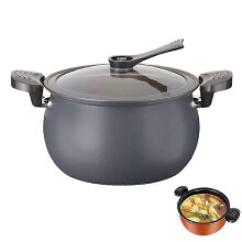 (Gray) Easy to Clean Multifunctional Hotpot Wok Pan Soup Pot for Family Gathering