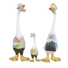 (Family Of Three) Statue de canard en résine, ornement de cour artisanal, figurine animale