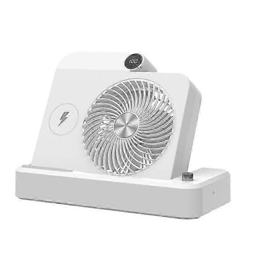 (White) Camping Cooling Device 100 Speed LED Digital Display Angled Base for Women Men