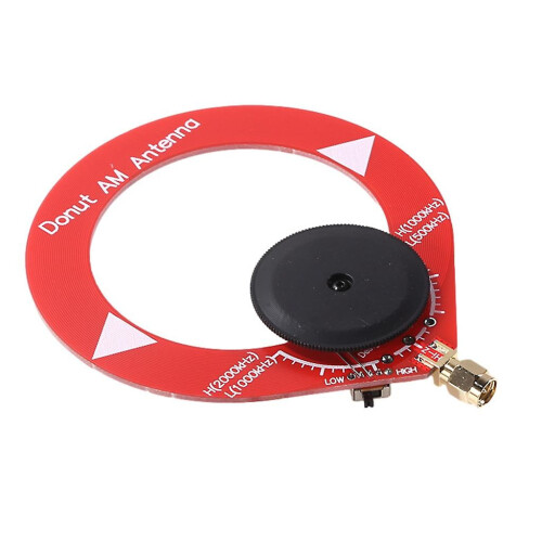 (Red) Mini Donut Loop Antenna Set Blue SW 4-24MHz Red MW 500-2000kHz 1