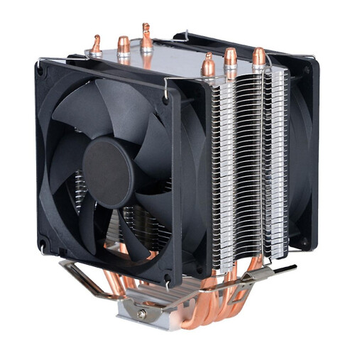 (D) 9CM 1/2 Fan CPU Cooler 4 Copper Tubes Luminous Desktop Compu Efficient Mobo 2