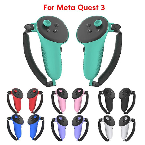 (Blue) Soft Protective TPU Case with Adjustable Strap for Quest 3 Touch Controller VR Accessories 2
