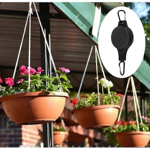 (2pcs) Adjustable Pull Down Retractable Hanging Basket Pulley with Hooks Set 2