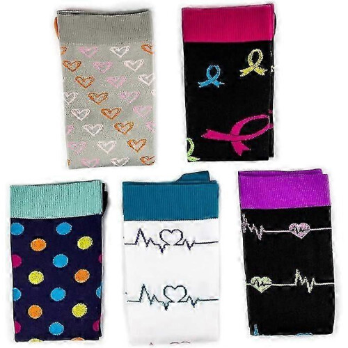(L-XL) 5 Pairs Compression Knee High Support Socks 2