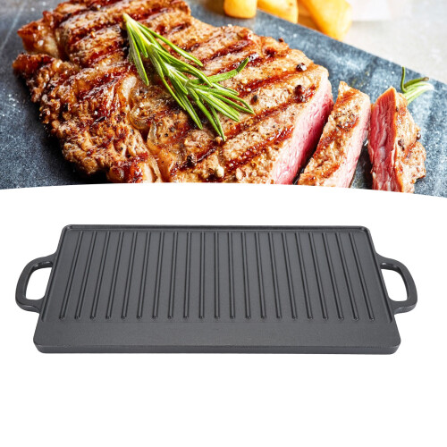 Rechteckige Gusseisen Grillplatte Doppelseitig Für 1