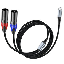 Type-C to Dual XLR Male Aux Audio Cable Built in DAC Chipset USB C to Dual XLR Audio Cable A