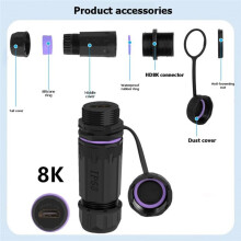 M25 -Compatible Waterproof Connector IP68 Female to Female Panel Mount 60Hz for Outdoor HD Video Connector 8K