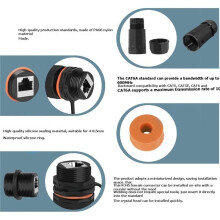 M25 RJ45 IP68 Waterproof Panel Mount Connector Female-to-Female 10Gbps Wall Mount Ethernet Coupler for Outdoor Network B