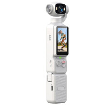 4K Handheld Gimbal Action Camera HD 180 Rotatable Lens Anti Shake Pocket Vlog Camera with Fill Light for Sports White