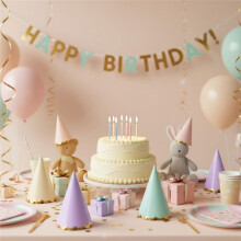 12PCS Pastel Party Hats, Colorful Cone Birthday Hats Party Hat with Elastic Cords Party Headwear