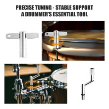 4-Pack Universal Drum Key Set -Tuning Wrench Kit with Continuous Motion Speed Key - Fits All 1/4" Rods (Silver)