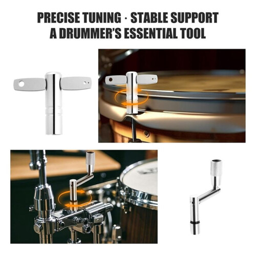 4-Pack Universal Drum Key Set -Tuning Wrench Kit with Continuous Motion Speed Key - Fits All 1/4" Rods (Silver)