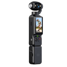Cámara de Acción 4K Portátil con Estabilizador, Lente Giratoria HD de 180, Cámara de Bolsillo Antivibración para Vlogs con Luz de Relleno para