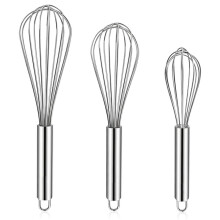 3-Pack Stainless Steel Whisk Set, Kitchen Utensils for Cooking Dishwasher Safe,Easy to Clean and Store