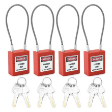 4 Pack Lockable Padlocks with 8 Keys - Compact Steel Cable Security Locks for Luggage, Gates, Sheds, Backpacks & More