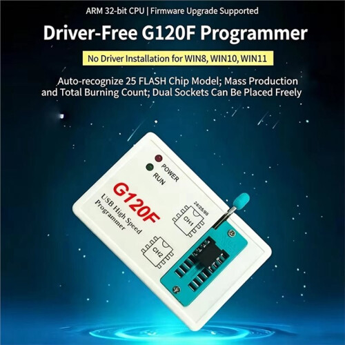 G120F Programmer Driver-Free SPI Flash Burner Support 24XX 25XX 95XX 45XX BIOS Chip SOP8 Socket SOP16 Programming Socket