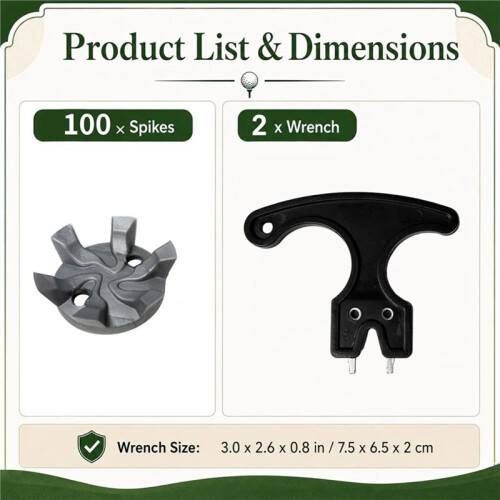 Shoe Spikes Replacements, 100pcs  Shoe Cleats with 2pcs T-Handle Spanners 2