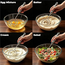 Danish Dough Whisk Seamless Stainless Steel for Sourdough Bread Replaces Hook, Hand Mixer & Spoon, Dishwasher Safe