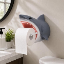 Portarotolo di Carta Igienica A Forma di Squalo, da Parete, per Bagno, con Design Moderno A Tema Oceano.