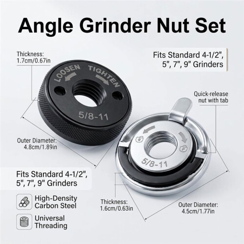5/8"-11 Quick Release Flange Nut for Angle Grinder - Tool-Free Lock Nut for Fast Disc Changes 2