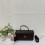 (Dark brown) Simple color block printed horizontal small square bag 1