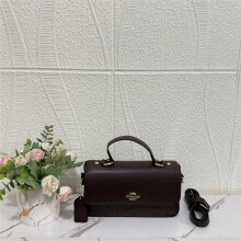 (Dark brown) Simple color block printed horizontal small square bag