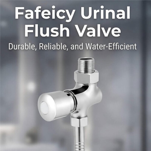 Urinal Flush Valve, Wall Mounted Manual Push Button with Delay Auto Shutoff, 1/2" Outlet, Chrome Finish