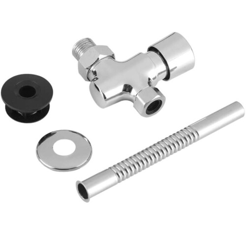 Urinal Flush Valve, Wall Mounted Manual Push Button with Delay Auto Shutoff, 1/2" Outlet, Chrome Finish