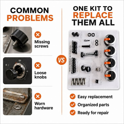 Complete Hardware Installation Kit for Blackstone 2177 BBQ Griddle Grill,Replacement Set with Knobs Screws Washers Pins 1