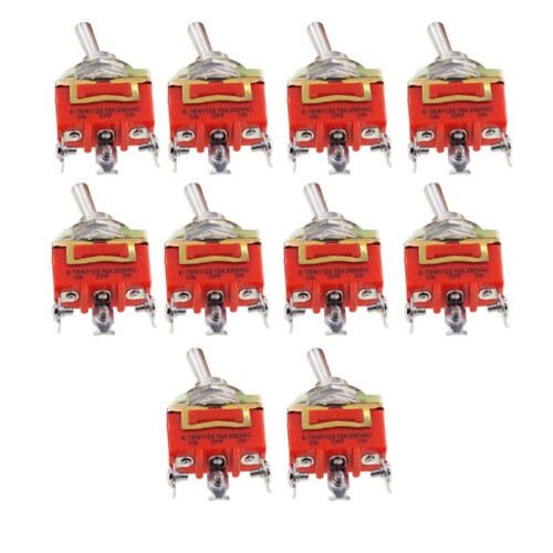 10 Stück SPST/DPDT-Kippschalter 250 V 15 A E-TEN1021/1121/1122 C
