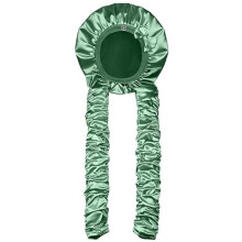 Heatless Curl Satin Bonnet, No Slip Sleep Bonnet with Long Curling Ribbons for Long & Braids Hair for Sleeping Green