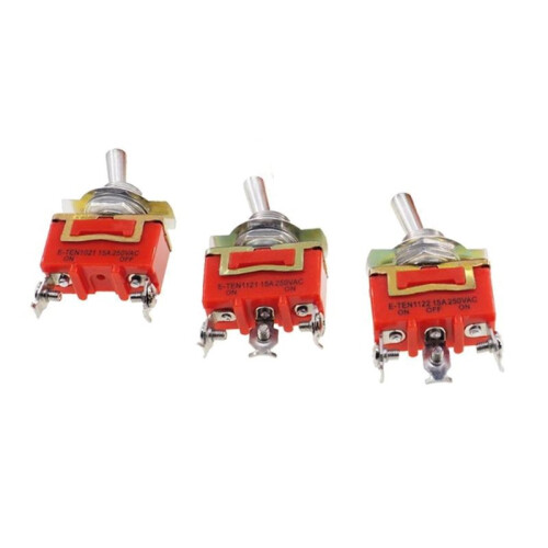 10 Stück SPST/DPDT-Kippschalter 250 V 15 A E-TEN1021/1121/1122 C 2